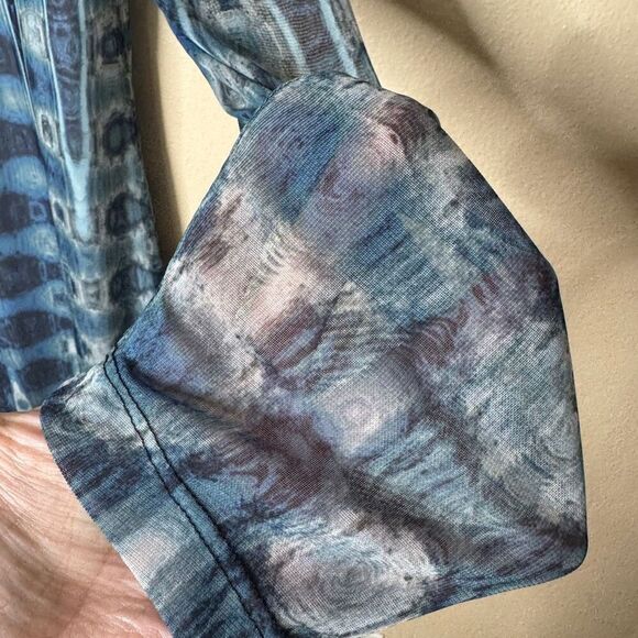 Le Galeriste Dress Women's Large Blue Abstract Fiber Design Daniela Maxi Dress - Picture 6 of 13